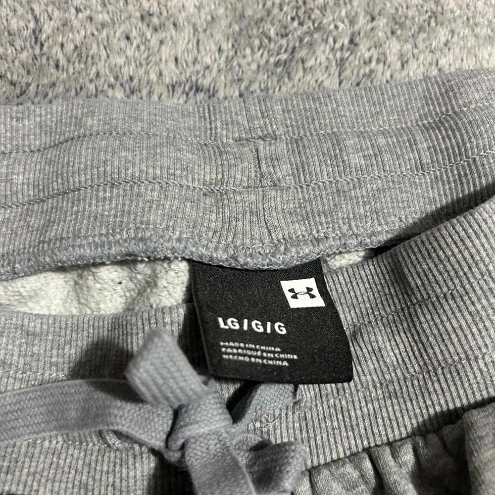 Under Armour Mens Large Gray Fleece Jogger Sweatpants Logo Drawstring